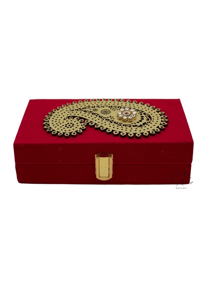 LIFAFEWALA Decorative Lazer Cut Shagun Box, Cash Box, Gaddi Box, Jewellery Box, Gift Box, Money Box Envelope in Carry Design With Fur inside (Red, Pack of 1) - Image 1
